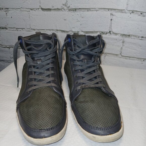 MENS ALDO HIGHT TOP LEATHER LACE UP SNEAKERS, GRAY COLOR, SIZE 12 - Picture 7 of 10